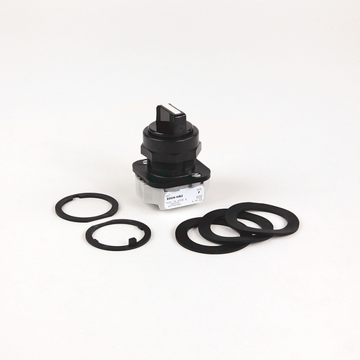 30.5mm Type 4/4X/13 2 Pos Sel. Switch-Non-Illum., White, Std. Knob Spring Return fr/ Right, 1 NO