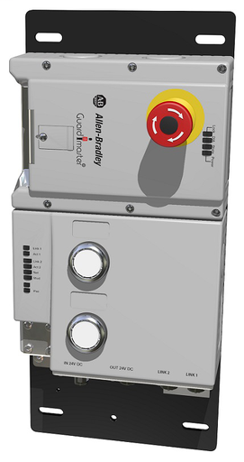 Lock Module, 442G Access Box, Power to Lock, Unique Code, EtherNet/IP (2 x M12, D-coded), Left-hand Guard, E-stop and Two Push Buttons