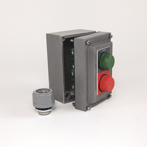 800R Pushbutton Station, Standard, 2 Push Buttons or 2 Push Buttons with 1 Pilot Light,Bulletin 800H Units, NEMA Type 4/4X/13 Bootless, Rosite Glass Polyester, START - STOP, No Pilot Lights