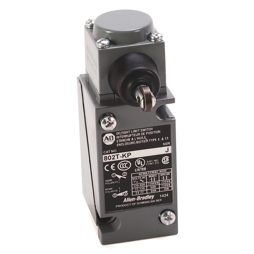 Limit Switch, NEMA Type 4 and 13 Oiltight Construction, Plug-In, Side Push Roller, Vertical, 2-Circuit, Head Only