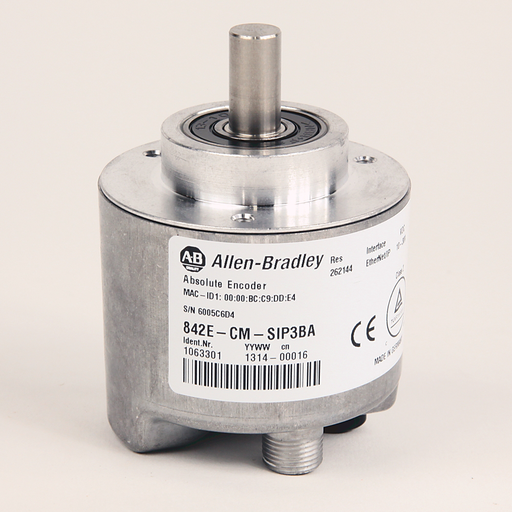 842E EtherNet/IP Multi-Turn Encoders, Single-turn (1 turn), Solid shaft 10 mm, M12 connector, 262,144 (18 bit) steps per revolution