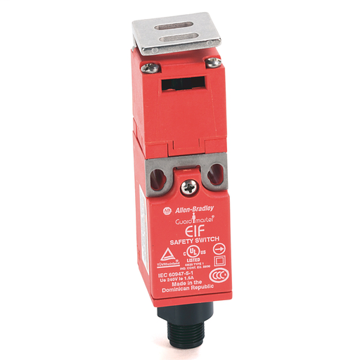 Tongue Switch - Elf: Contacts(Safety and Aux): 1 Normally Closed, 1 Normally Open, BBM Preference: Break Before Make, Actuator: Flat, Model Type:, Conduit Entry: 4 Pin M12 Micro QD