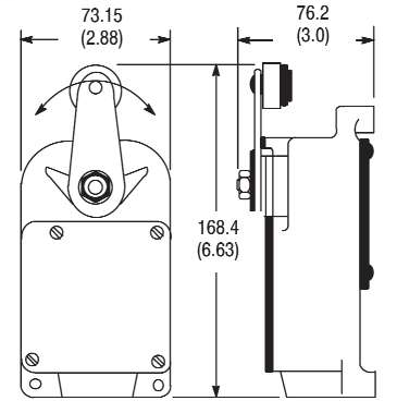 801 General Purpose Limit Switch, Roller Lever Type, Slow Action, Spring Return, Type 2 Housing Style, Arrangement C