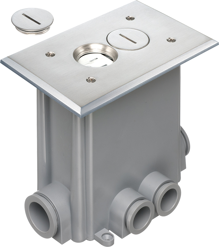Concrete Floor Boxes with Metallic Covers