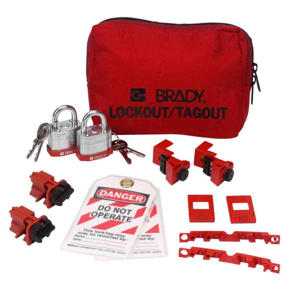 120/277V Breaker Lockout Pouch with Steel Padlocks