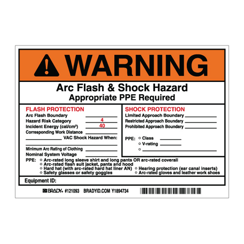 BRADY 121084 5X7 FLASH PROT LBL BRADY 121084 5X7 FLASH PROT LBL