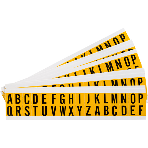 Product image for Brady 97600 Outdoor Vinyl 0.625 in Black on Yellow Letters A to Z Kit of 25 Cards