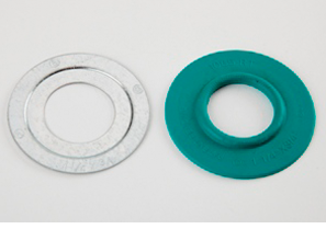 Mighty-Seal® 1-1/4" to 3/4" Raintight Reducing Washers. Product contains one coated and one uncoated galvanized steel reducing washer. Maintains Raceway Integrity. Sunlight Resistant. Suitable for Use in Wet Locations.