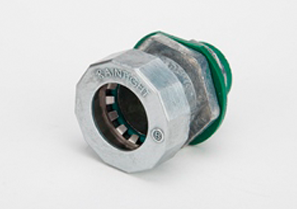 Mighty-Seal® Push-EMT® zinc die cast 1/2" connector with 105°C insulated throat.