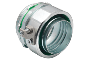Connector, Liquid Tight, Straight, Steel, Insulated Throat, Provided with Aluminum Grounding Lug, 2" Size