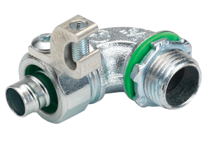 Connector, Liquid Tight, 90 Degree, Steel, Provided with Aluminum Grounding Lug, 2" Size