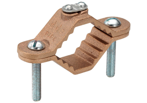 Clamp, Ground, Bare Wire, Brass, Ground Pipe Grounding Electrode Size 1 1/4 - 2 Inch
