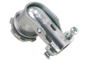 Connector, single screw 90 degree, zinc die cast, flex, size 3/8".