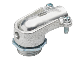 Connector, 90 Degrees, Malleable Iron, Insulated Throat, Flex Size 3/8 Inch