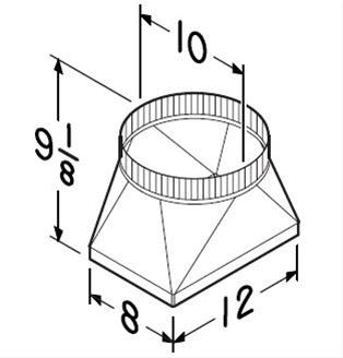 Transition, 8" x 12" to 10" round male - vertical discharge.