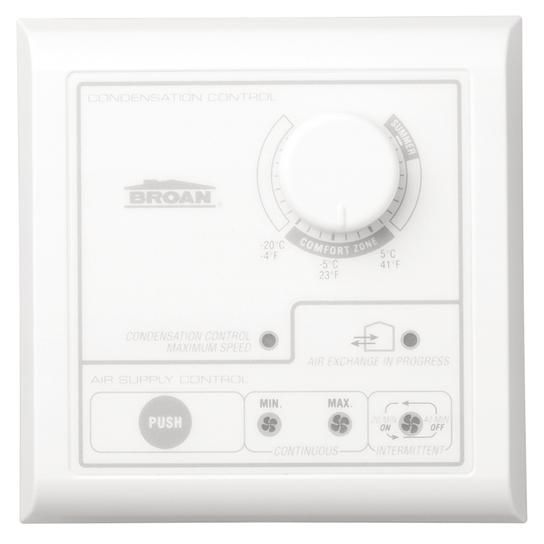 Central Control w/Dehumidistat, Intermittent-low-high push-button switch. Maintenance light. Low Voltage