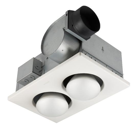 Two-Bulb Heater/Fan, 500W Bulbs, 70 CFM; Ventilation Fans