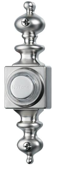 Lighted Dimensional Pushbutton, 1-1/8w x 4-3/16h in Satin Nickel