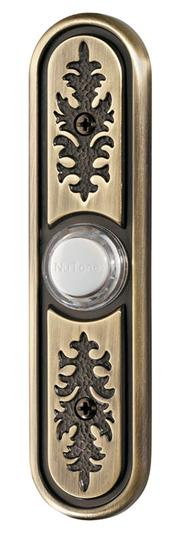 Lighted Textured Pushbutton, 1-1/8w x 4-3/4h in Antique Brass