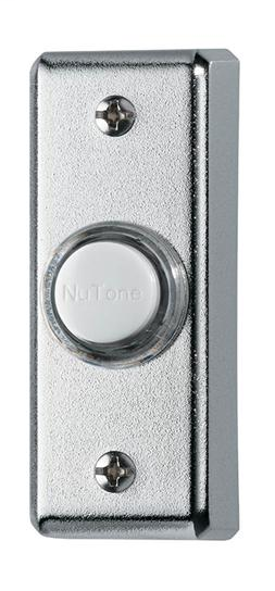 Lighted Rectangular Pushbutton, 1w x 2-3/4h in Polished Chrome