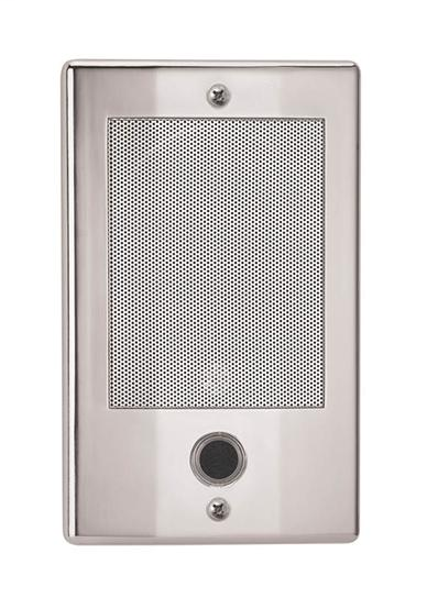 Door Speakers for Intercoms, 4-3/16w x 6-5/16h x 1-3/8d, projects 1-9/16" from surface in Nickel