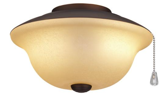 Ceiling Fan Light Kit, 10-1/8"w x 5-7/8"h, in Amber Scavo with Oil-Rubbed Bronze trim and finial