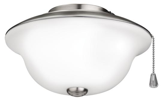 Ceiling Fan Light Kit, 10-1/8"w x 5-7/8"h, in Frosted White with Brushed Steel trim and finial