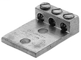 Product image for Burndy K3A25U2 Aluminum Universal Terminal, 3 Conductor, 2 Hole, 14-1/0 AWG (Str), 3/8" Stud, 1" Stud Hole Spacing, 3 Screws, Al/Cu Rated, Tin Plated