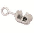 Cast aluminum lightning shield clamp with a galvanized steel eye bolt. Designed to protect Tree Wire from burn-down during high lightning activity.