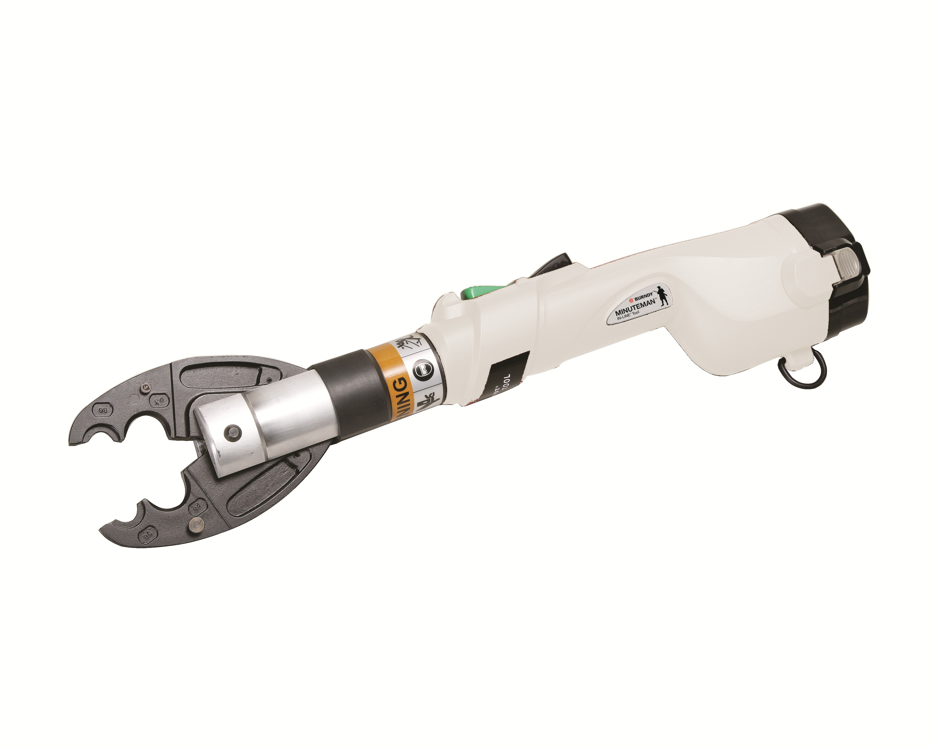 Minuteman MD6 In-Line Crimping Tool With D3 and BG grooves, 20.9 IN L, 3.7 IN W, W & X Dies Used, 14.4 V DC , 6 Tons Crimp Force, 250V Charger