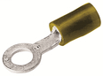 Product image for Burndy TN1014 Copper Terminal, Ring Tongue, 12-10 AWG, #12,1/4" Stud, 600 Volts Max, Nylon Insulated, Funnel Entry, Tin Plated
