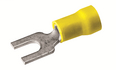 Burndy TP1010F Copper Terminal, Fork Tongue, 12-10 AWG, #8-#10 Stud, Vinyl Insulated, Tin Plated
