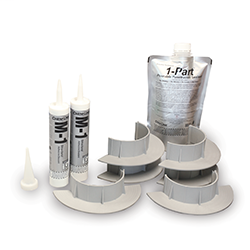Product image for CHEMLINK F1354-GR 4-IN E-CURB ROUND KIT CONTAINS (4) CURBS 1.5 GALLON POUCH 1PART POURABLE SEALER AND (2) CARTRIDGES M-1 SEALANT