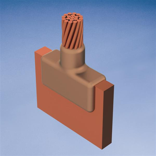Product image for Erico LMCEG1L Cable to Lug or Busbar, LM, 1/4" x 1 1/2" and wider, #4 Concentric