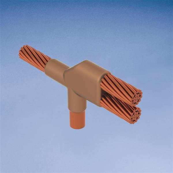 Product image for Erico NCR182D Cable to Cable to Ground Rod or Other Rounds, Copper-bonded, NC, 3/4" dia, 1/0 Concentric