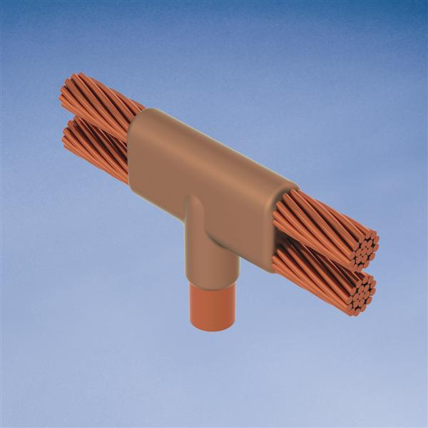 Product image for Erico NDF183Q Cable to Cable to Ground Rod or Other Rounds, Copper-bonded, ND, 3/4" dia, 500 kcmil Concentric