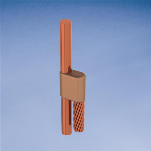 Product image for Erico GQR332Q Cable to Ground Rod or Other Rounds, GQ, Steel, 0.75" dia, 4/0 Concentric