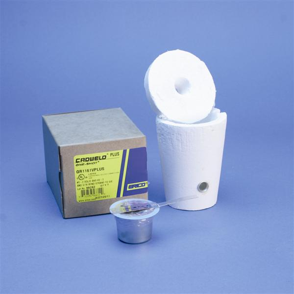 Product image for Erico / Cadweld GR1162GPLUS ONE-SHOT Exothermic Weld Mold, Cable to 5/8" Ground Rod, Cadweld Plus, 2/0 Stranded