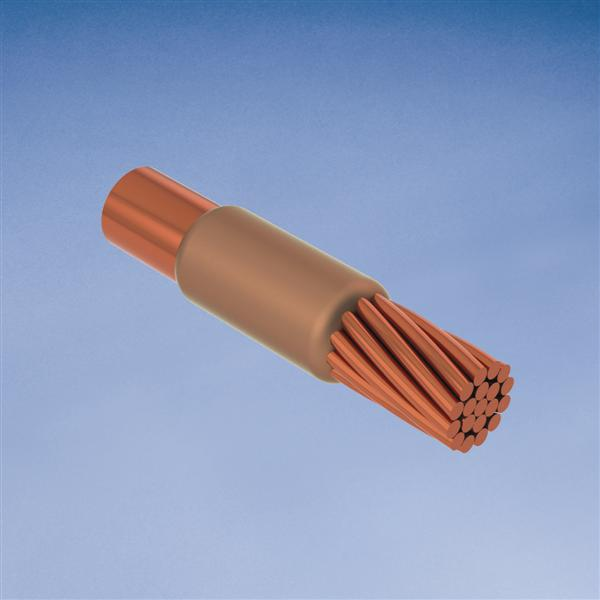 Product image for Erico GFC162Q Cable to Ground Rod or Other Rounds, GF, Copper-bonded, 0.625" dia, 4/0 Concentric