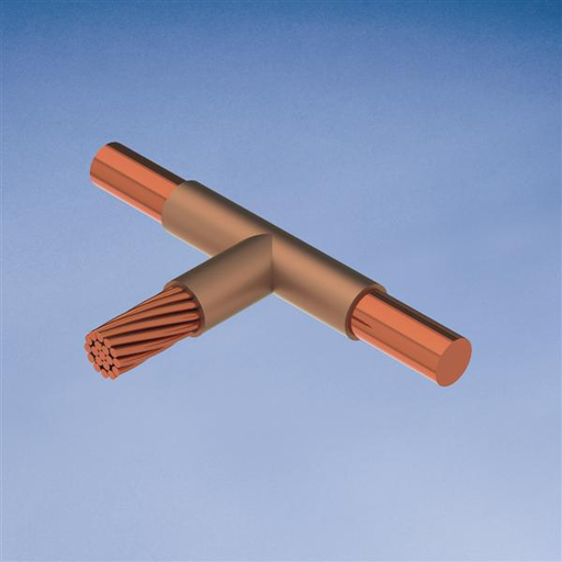 Product image for Erico GJC162QW Cable to Ground Rod or Other Rounds, GJ, Copper-bonded, 0.625" dia, 4/0 Concentric, Wear Plates