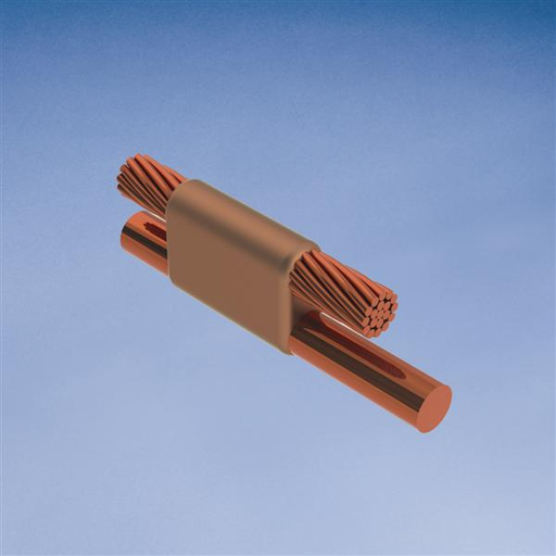 Product image for Erico DQC162GW Cable to Ground Rod or Other Rounds, DQ, Copper-bonded, 0.625" dia, 2/0 Concentric, Wear Plates