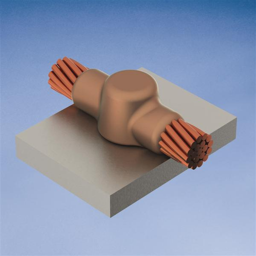 Product image for Erico CAHCA1KB Cable to Metal Surface, Cathodic, HC, Steel Pipe, #4 Solid, 2 1/2" 5" Pipe