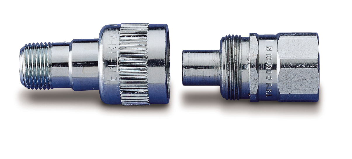 Hydraulic Coupler: 1/4" Female Half and 1/4" Male Half