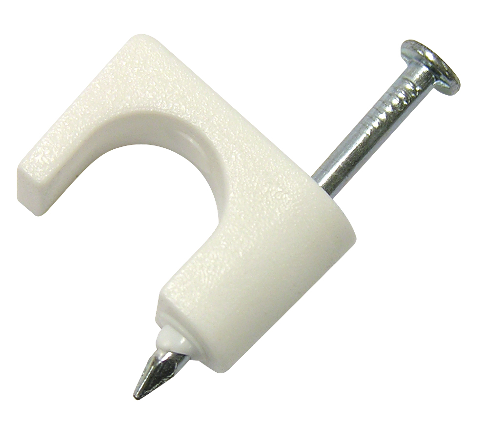 50 White 1/4 inch Coaxial Cable Staples - Low Voltage