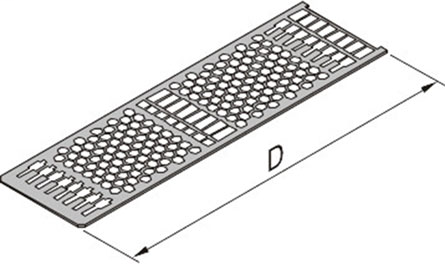 Cover plate for frame-type plug-in units, with perforation for guide rails