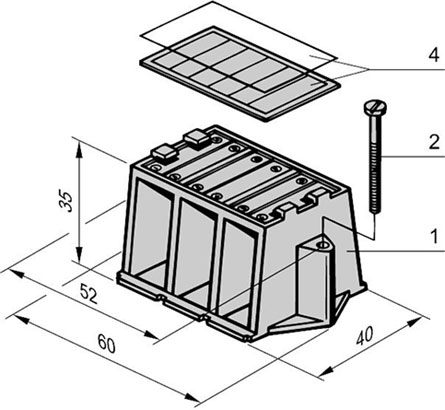 Mounting bracket for bus bar 1, 2‐pole