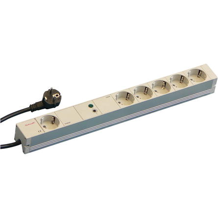 SCHUKO socket strip, Master‐Slave, 6 sockets, 19"