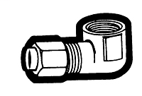 3/16 Inch (in) Tube Outside Diameter Captive Brass Sleeve Compression Fitting - Tube to Female Pipe Elbow Adapter