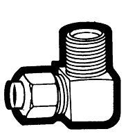 3/16 Inch (in) Tube Outside Diameter Captive Brass Sleeve Compression Fitting - Tube to Male Pipe Elbow Adapter