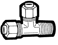 5/8 Inch (in) Tube Outside Diameter Captive Brass Sleeve Compression Fitting - Tube to Male Pipe Run Tee Adapter